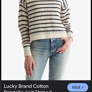 Lucky Brand Women's Striped Sweater - Cream and Navy